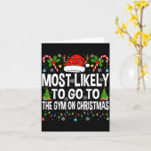 Most Likely To Go To Gym On Christmas Funny Fitnes カード (黄色い花)