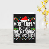 Most Likely To Hate Matching Christmas Funny Famil カード (黄色い花)