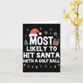 Most Likely To Hit Santa With A Golf Ball Christma カード (黄色い花)
