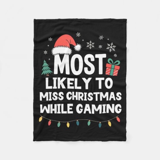 Most Likely To Miss Christmas While Gaming Gamer F フリースブランケット (正面)
