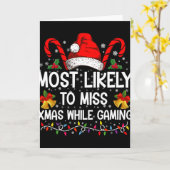 Most Likely To Miss Xmas While Gaming Christmas T カード (黄色い花)