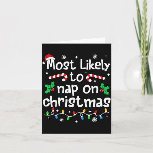 Most Likely To Nap On Christmas Christmas Matching カード (正面)