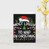 Most Likely To Nap On Christmas Family Christmas P カード (黄色い花)