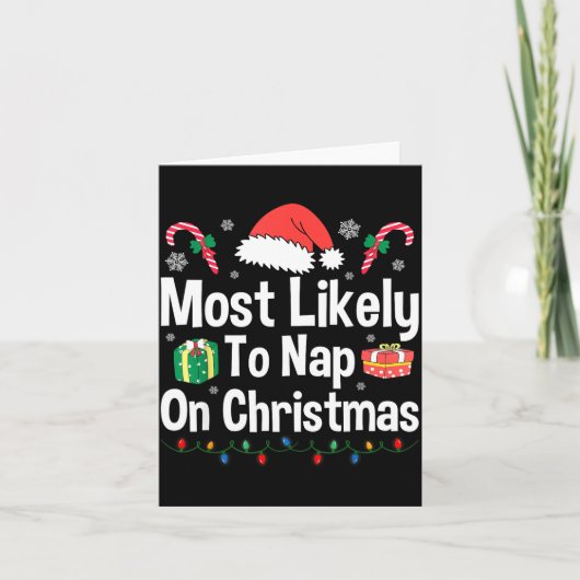 Most Likely To Nap On Christmas Family Funny Match カード (正面)