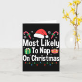 Most Likely To Nap On Christmas Family Funny Match カード (黄色い花)