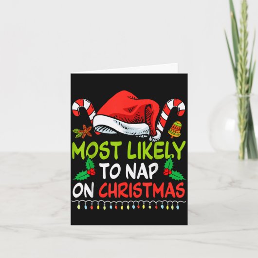Most Likely To Nap On Christmas Family Funny Match カード (正面)
