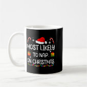 Most Likely To Nap On Christmas Family Funny Match コーヒーマグカップ (左)