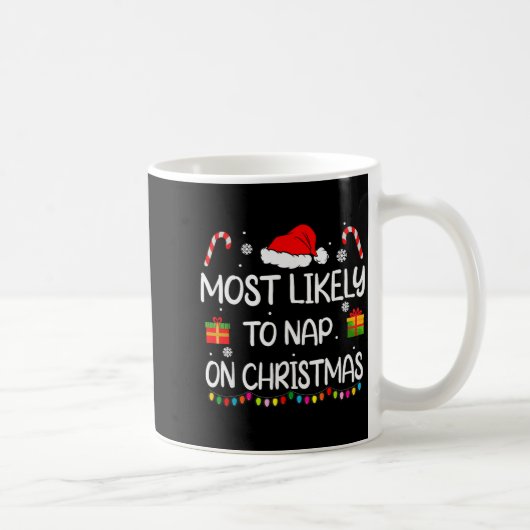 Most Likely To Nap On Christmas Family Funny Match コーヒーマグカップ (右)