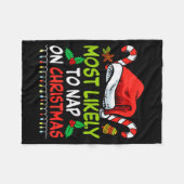 Most Likely To Nap On Christmas Family Funny Match フリースブランケット (正面(横))