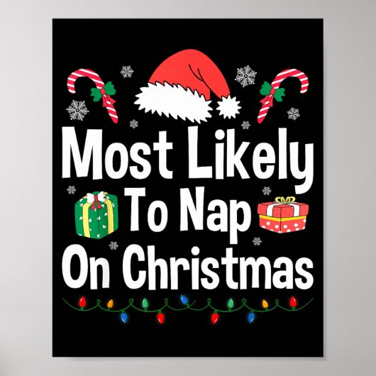 Most Likely To Nap On Christmas Family Funny Match ポスター (正面)