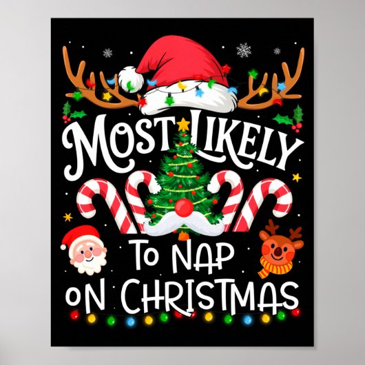 Most Likely To Nap On Christmas Family Matching Ch ポスター (正面)