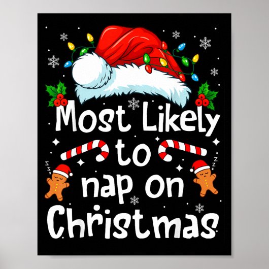 Most Likely To Nap On Christmas Funny Family Match ポスター (正面)