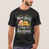 Most Likely To Nap On Christmas Funny Gingerbread Tシャツ (正面)
