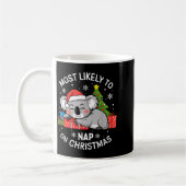 Most Likely To Nap On Christmas Funny Koala Xmas F コーヒーマグカップ (左)