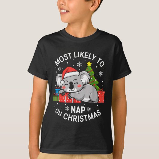 Most Likely To Nap On Christmas Funny Koala Xmas F Tシャツ (正面)