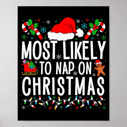 Most Likely To Nap On Christmas Funny Matching Fam ポスター (正面)