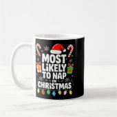 Most Likely To Nap On Christmas Shirt Family Match コーヒーマグカップ (左)