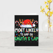 Most Likely To Nap On Santa's Lap Christmas Pajama カード (黄色い花)