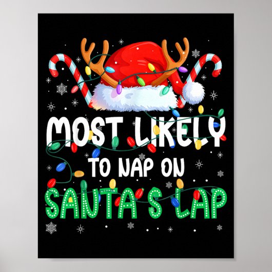 Most Likely To Nap On Santa's Lap Christmas Pajama ポスター (正面)