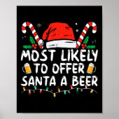 Most Likely To Offer Santa A Beer Fun Drinking Chr ポスター (正面)
