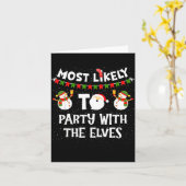 Most Likely To Party With The Elves Family Snowman カード (黄色い花)