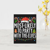 Most Likely To Party With The Elves Xmas Family Ch カード (黄色い花)