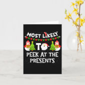Most Likely To Peek At The Snowman Family Christma カード (黄色い花)
