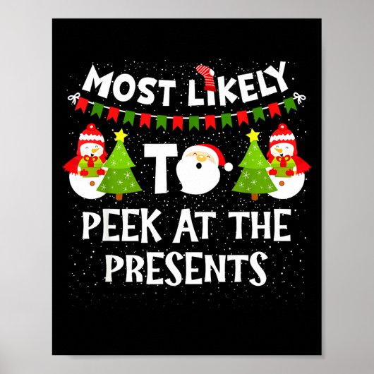 Most Likely To Peek At The Snowman Family Christma ポスター (正面)