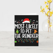 Most Likely To Pet The Reindeer Christmas  カード (黄色い花)