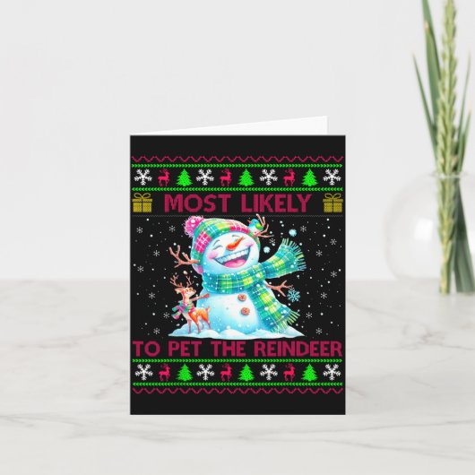 Most Likely To Pet The Reindeer Family Matching Ch カード (正面)