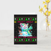 Most Likely To Pet The Reindeer Family Matching Ch カード (黄色い花)