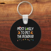 Most Likely To Pet The Reindeer Family Matching Ch キーホルダー (正面)