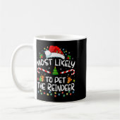 Most Likely To Pet The Reindeer Funny Christmas コーヒーマグカップ (左)