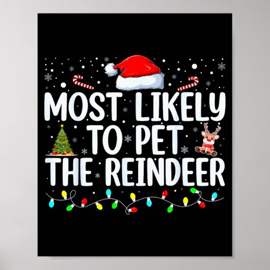 Most Likely To Pet The Reindeer Funny Family Chris ポスター (正面)