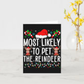 Most Likely To Pet The Reindeer Funny Matching Chr カード (黄色い花)