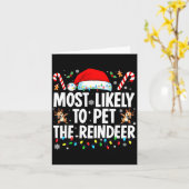 Most Likely To Pet The Reindeer Funny Matching Fam カード (黄色い花)