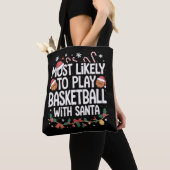 Most Likely To Play Basketball With Santa Family  トートバッグ (クローズアップ)
