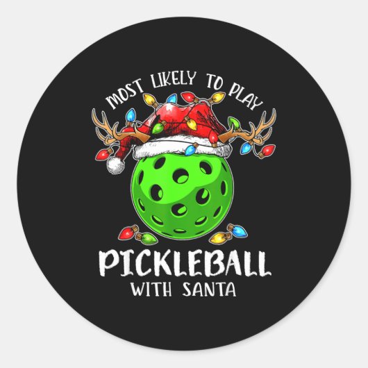 Most Likely To Play Ckleball With Santa Christmas  ラウンドシール (正面)