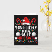 Most Likely To Play Golf With Santa Family Xmas カード (黄色い花)