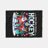 Most Likely To Play Hockey With Santa Christmas  フリースブランケット (正面(横))