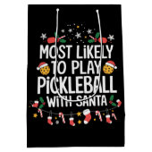 Most Likely To Play Pickleball With Santa Family  ミディアムペーパーバッグ (裏面)