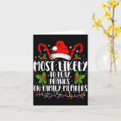 Most Likely To Play Pranks On Family Members Xmas  カード (黄色い花)