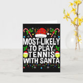 Most Likely To Play Tennis With Santa Funny Christ カード (黄色い花)