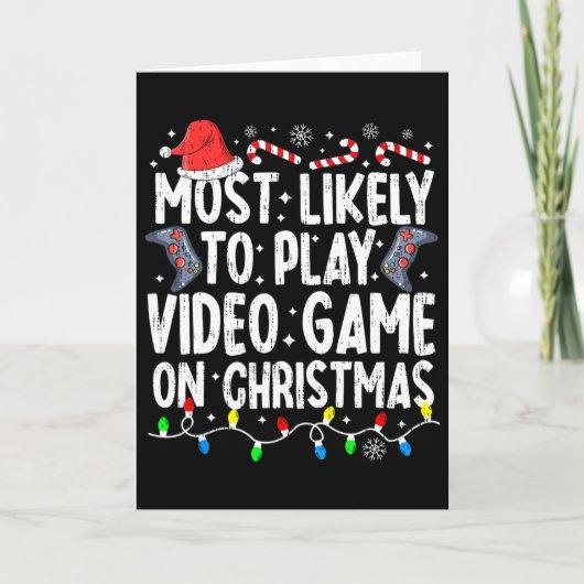 Most Likely To Play Video Game On Christmas Pajama カード (正面)