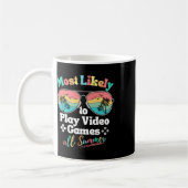 Most Likely To Play Video Games All Summer Funny G コーヒーマグカップ (左)