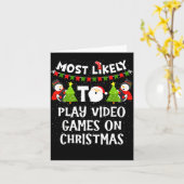 Most Likely To Play Video Games Funny Christmas Ga カード (黄色い花)