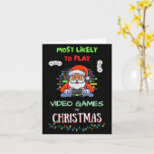 Most Likely To Play Video Games On Christmas  カード (黄色い花)