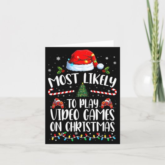 Most Likely To Play Video Games On Christmas Famil カード (正面)