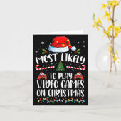 Most Likely To Play Video Games On Christmas Famil カード (黄色い花)