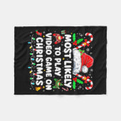 Most Likely To Play Video Games On Christmas Funny フリースブランケット (正面(横))